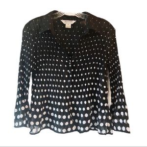 Allison Taylor Black White Gradient Polka Dot Top